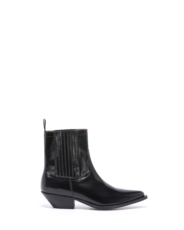 HIDALGO Women's Ankle Boots in Black Brushed Calfskin_Side_02