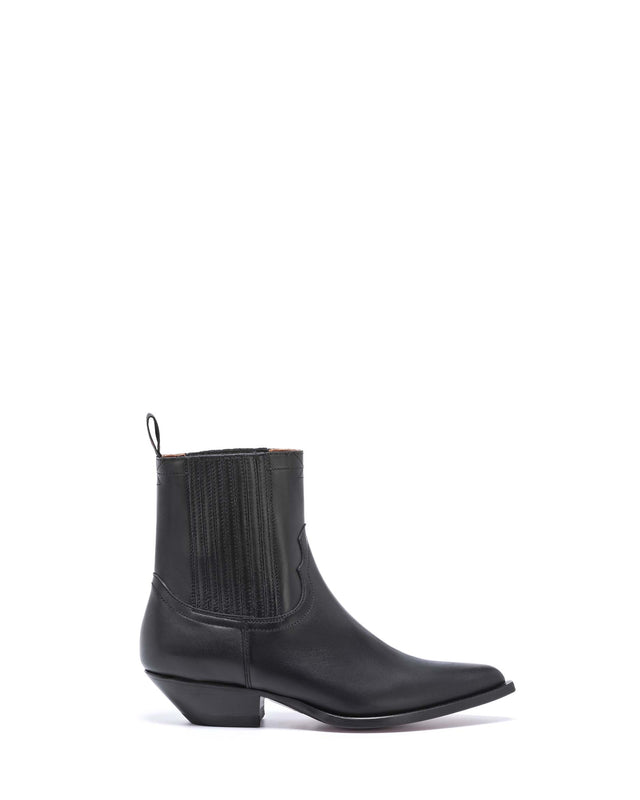 HIDALGO Women's Ankle Boots in Black Calfskin_Side_02